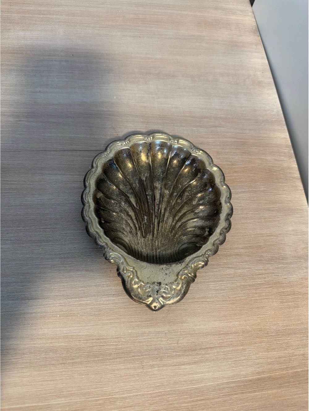 Vintage Silver-Tone Shell Shaped Decorative Dish